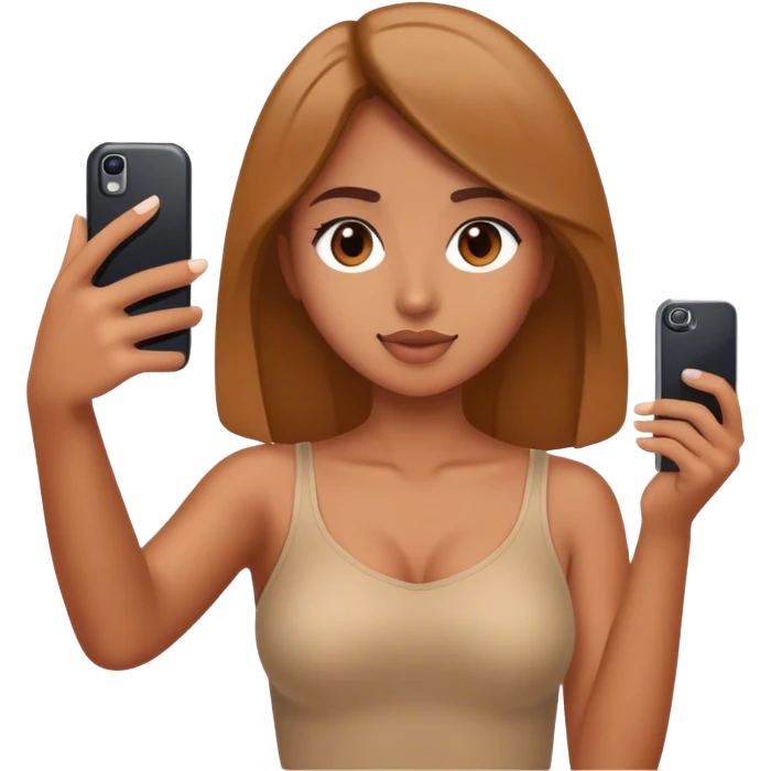 girl taking selfie with phone emoji