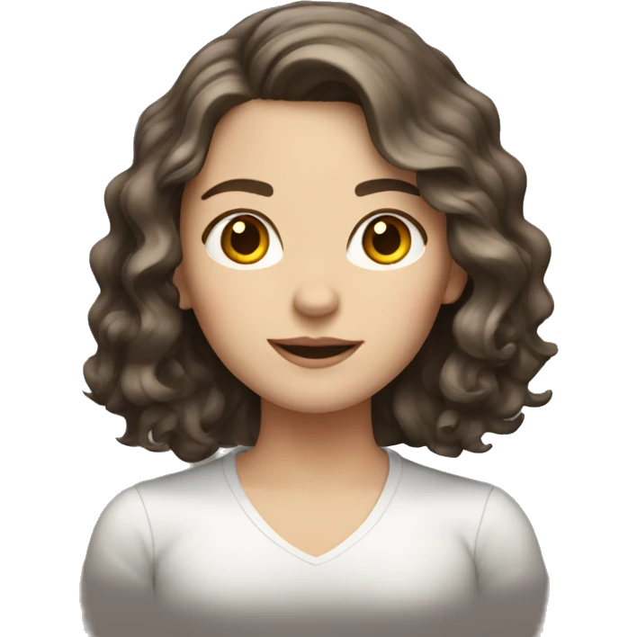 
a white girl with shoulder length wavy dark brown hair emoji