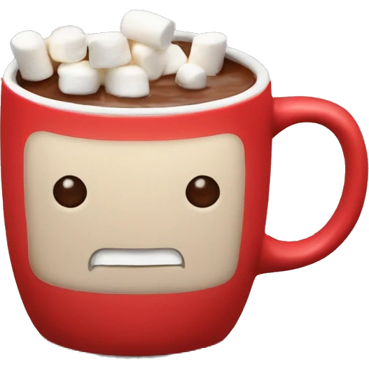 Hot chocolate in a red mug with marshmallows  emoji