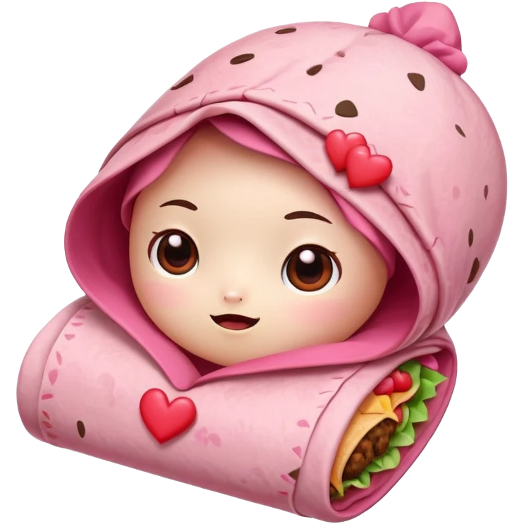 pink hearts burrito valentine hearteyes face cute kawaii niche  emoji