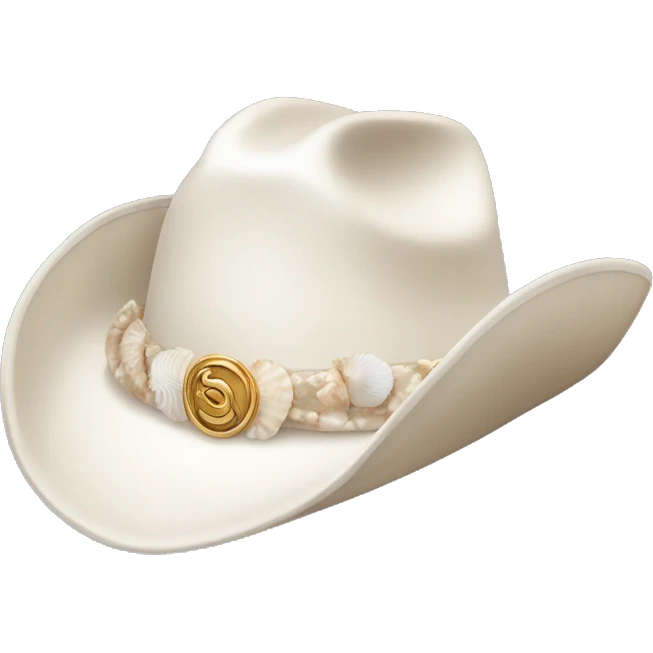 White cowgirl hat with seashell band emoji