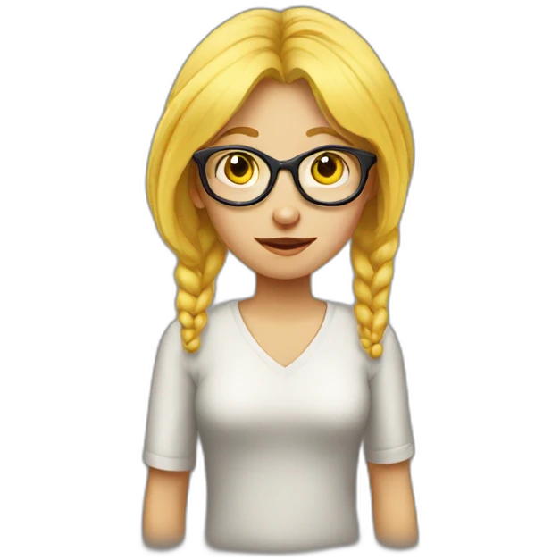 A bad young woman with glasses and yellow hair teaches children history emoji