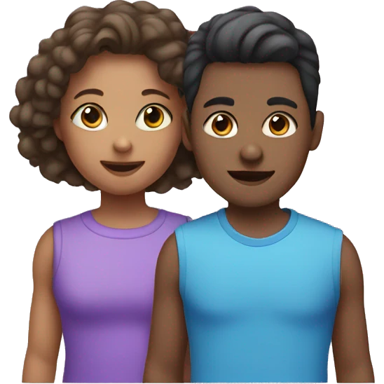 Sibling in purple, pink and blue emoji