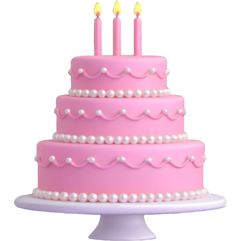 pearl light pink birthday cake emoji