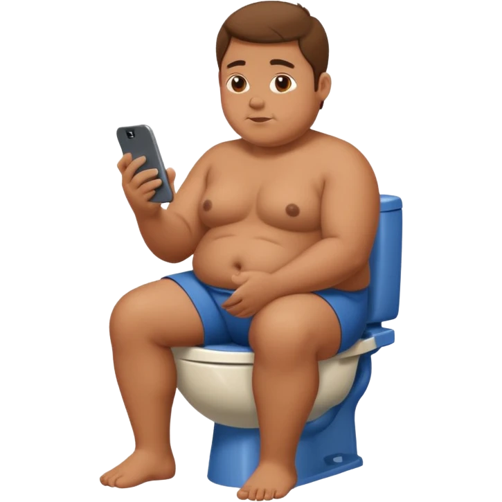 heavyset person sitting on the toilet, scrolling through phone emoji