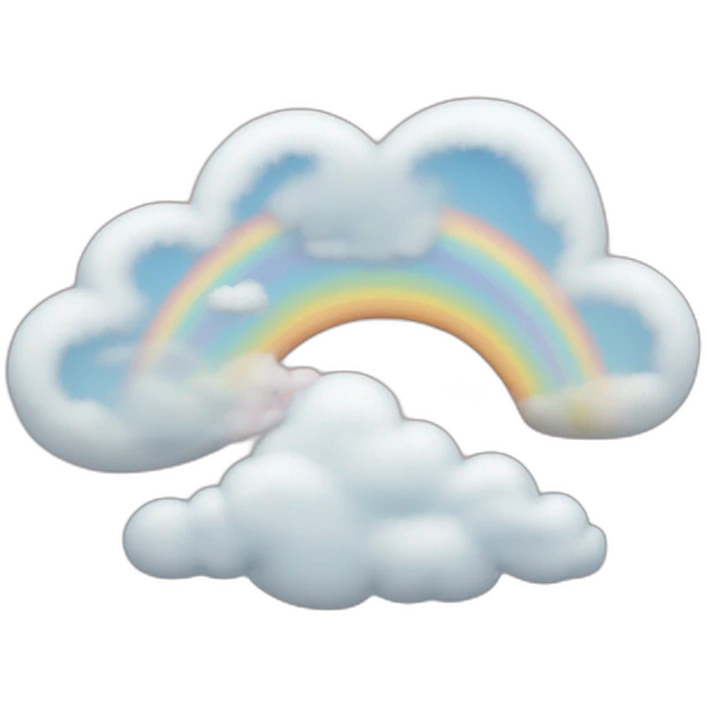Cœur avec un nuage derrière et arc en ciel emoji