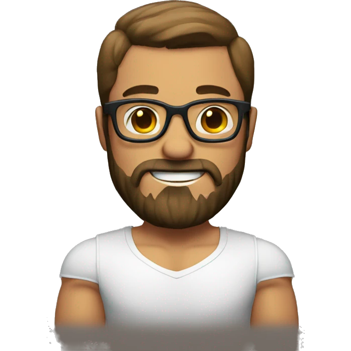 muscular guy with beard & glasses emoji