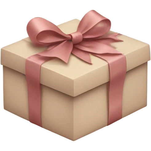 Beige gift box: A sophisticated beige box with a dusty rose, a soft pinkish-red tone with earthy undertones bow and matching ribbon, giving it a soft, elegant, and vintage holiday vibe emoji