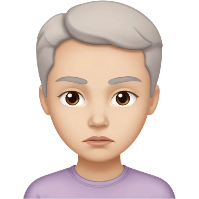 minimal flat emoji of an irritable face,
slightly furrowed eyebrows,
tight lips but not angry,
emotion restrained and subtle,
soft pastel warm-gray tones,
emotional but calm design,
modern female health app style,
transparent background,
vector illustration
 emoji