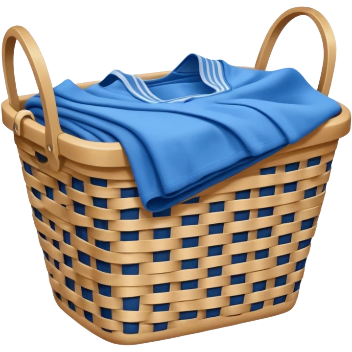 LAUNDRY white BASKET WITH FOLDED blue CLOTHES emoji