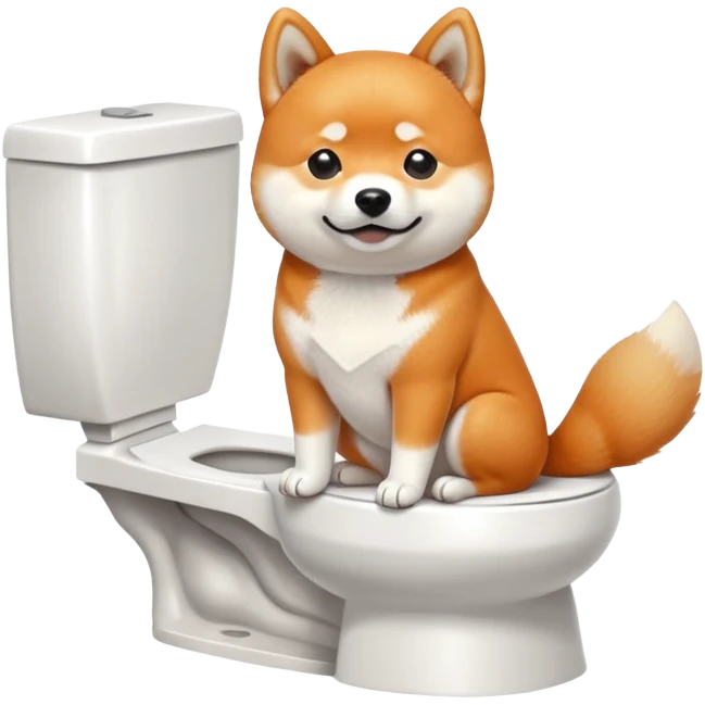 A Shiba Inu sitting on the toilet emoji