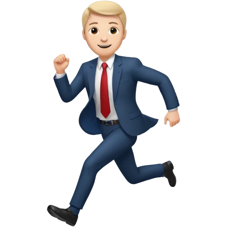 businessman picking running, face to camera emoji
