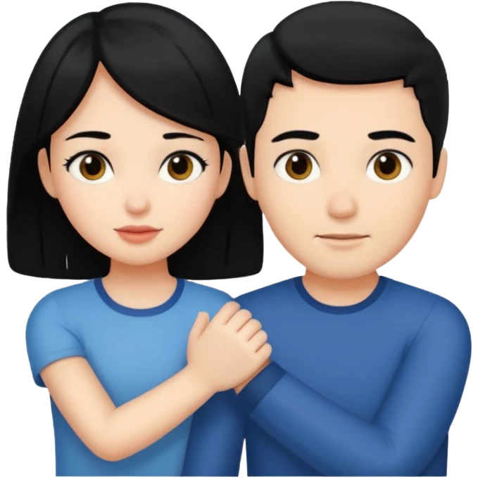 girl with black hair touching a guys arm emoji
