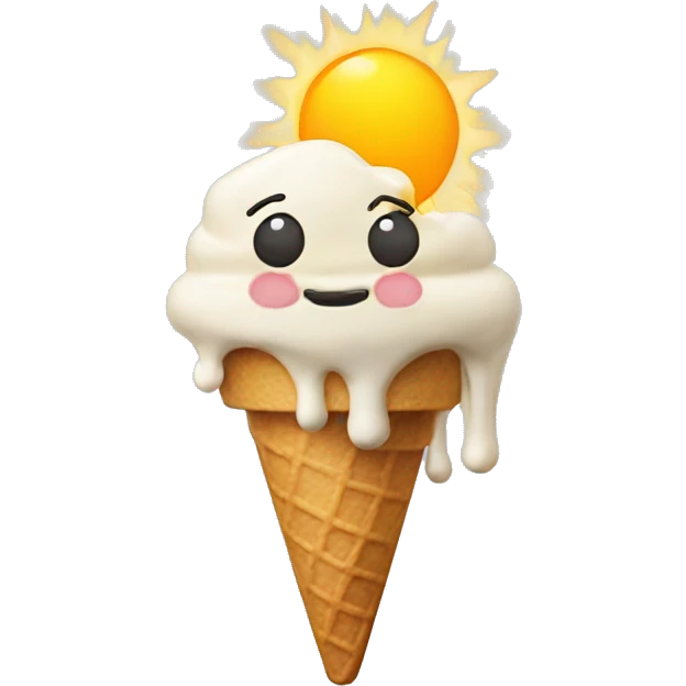 Ice cream melting onto the sun emoji