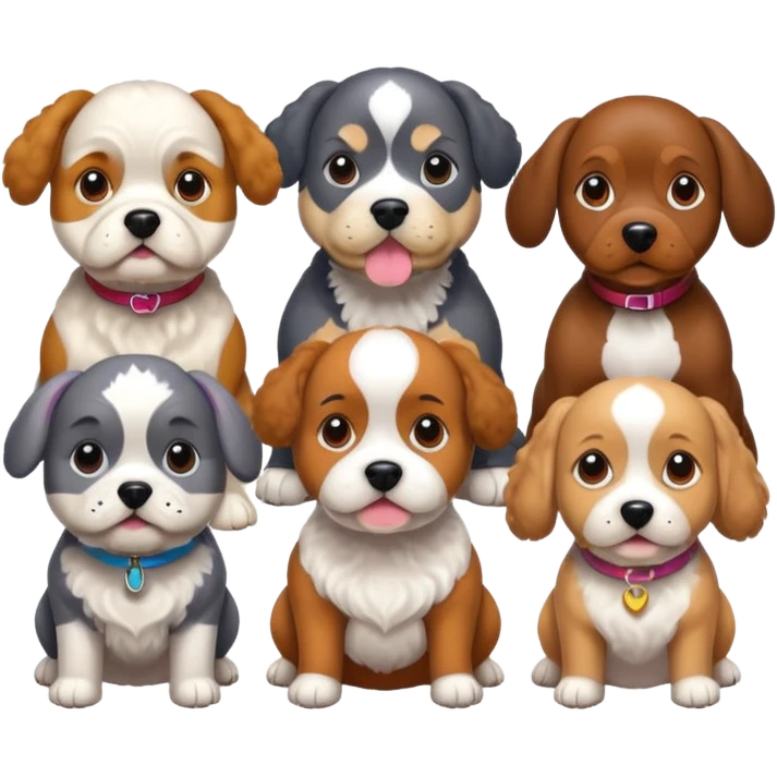 1 bulldog, 1 poodle, 1 husky, 1 dachshund emoji