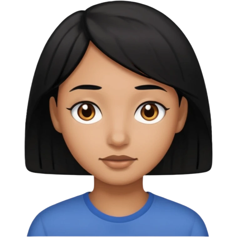 Black hair medium brown skin dark brown eyes emoji