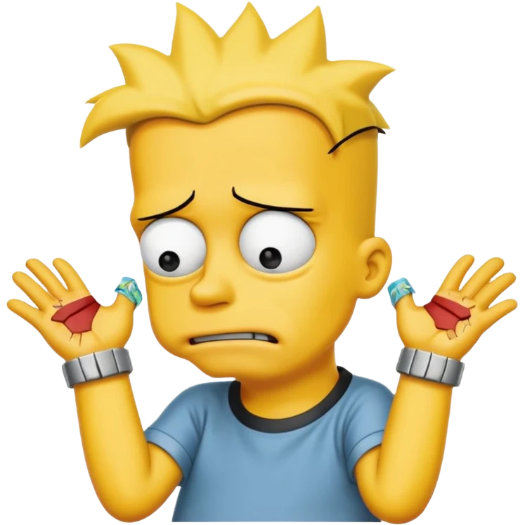 bart simpson with cuts on his wrists crying emoji