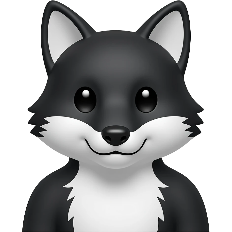 white and black fox head and shoudlers emoji