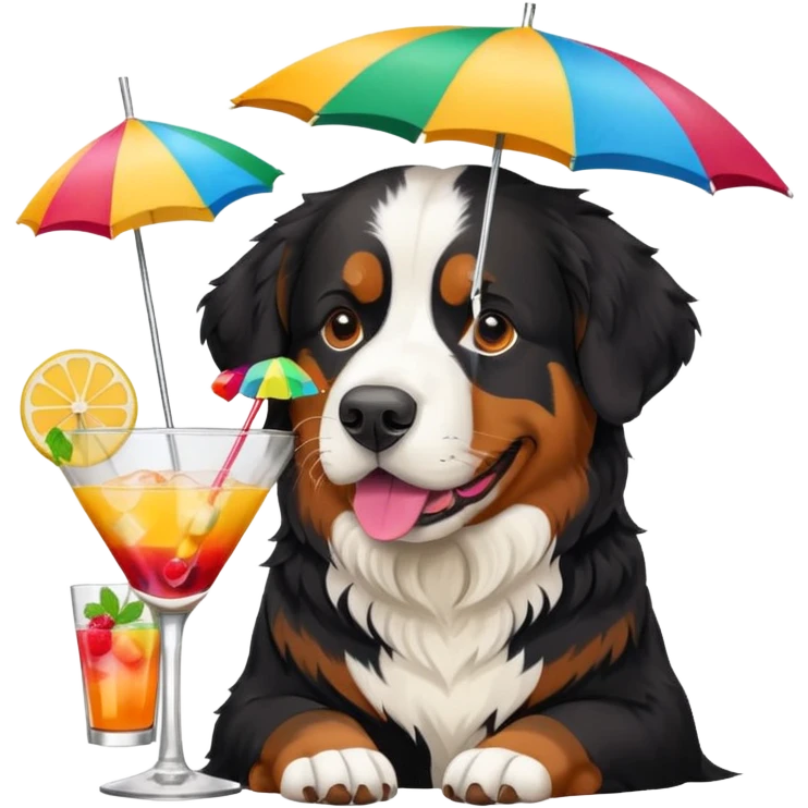Bernese mountain dog drinking a cocktail emoji