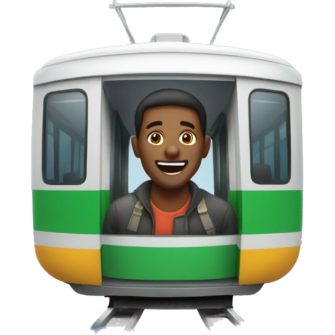 happy man under tram emoji