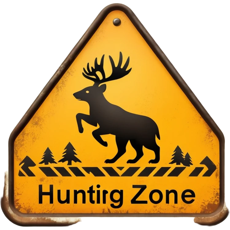 hunting zone sign with animal tracks and a warning symbol emoji