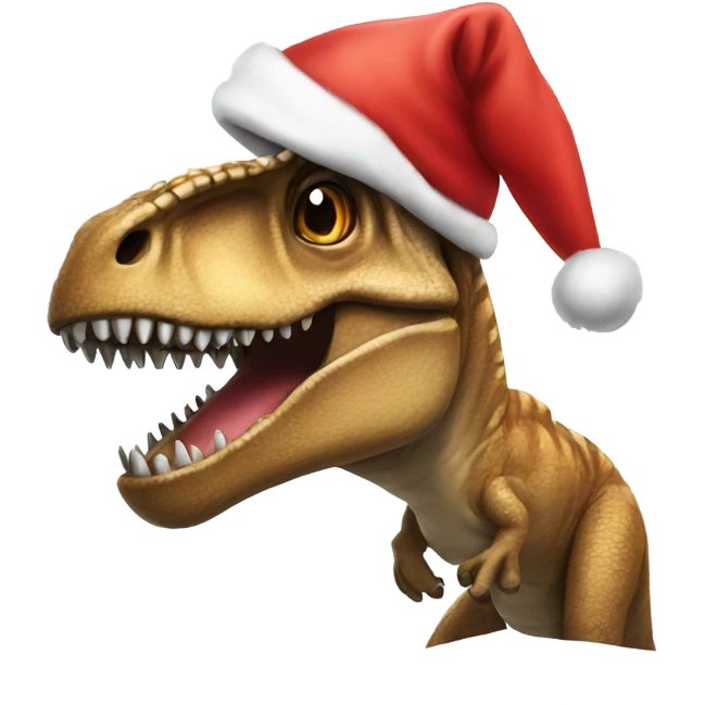 T-Rex with Santa hat emoji
