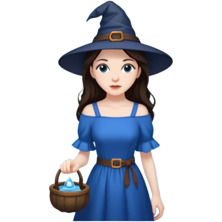Brunette girl witch cool water emoji
