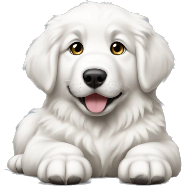 Great Pyrenees puppy laying emoji