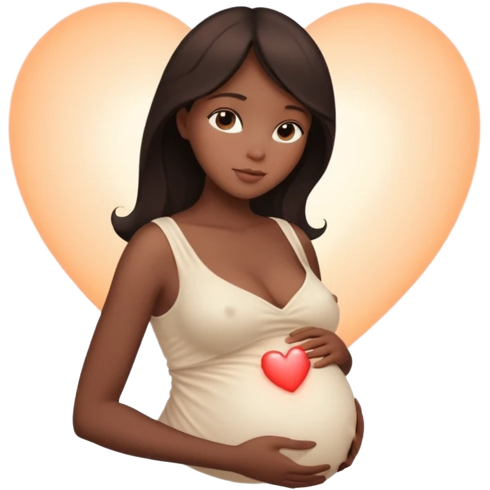 pregnant woman silhouette with a glowing heart inside emoji