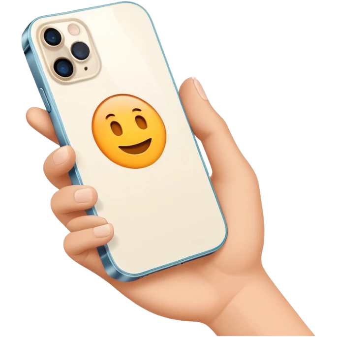 Hand holding iphone 12 emoji
