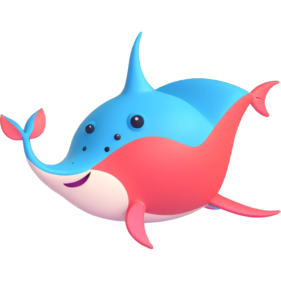 playful stingray waving a fin, cheerful face emoji