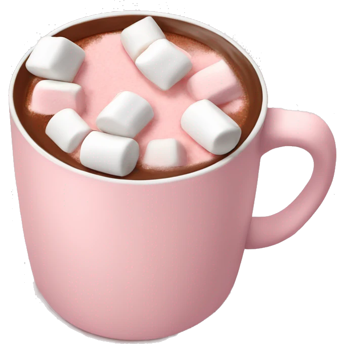 Light Pink mug of hot chocolate with marshmallows  emoji