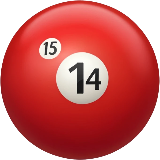 The number 14 on a red pool ball emoji