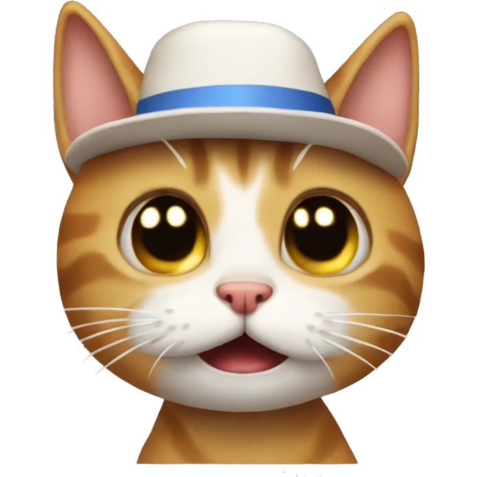 Cat jump scare with hat emoji