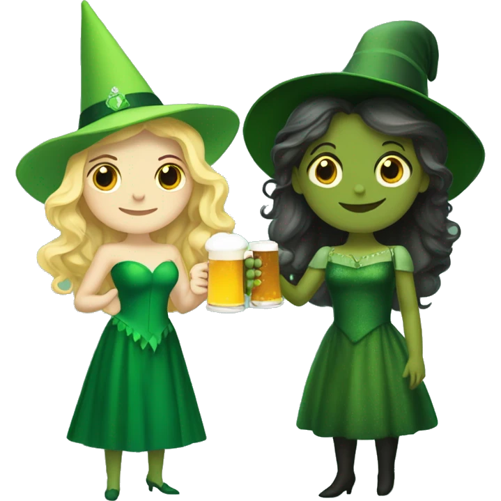 Glinda and elphaba holding beer emoji