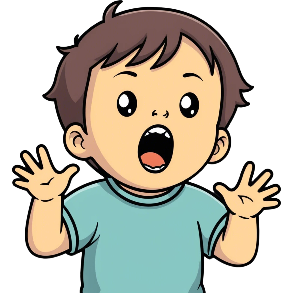 A kid choking himself screaming emoji