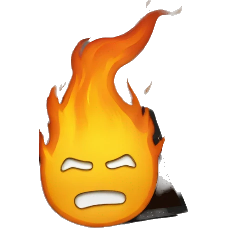 Emoji with laptop on fire emoji