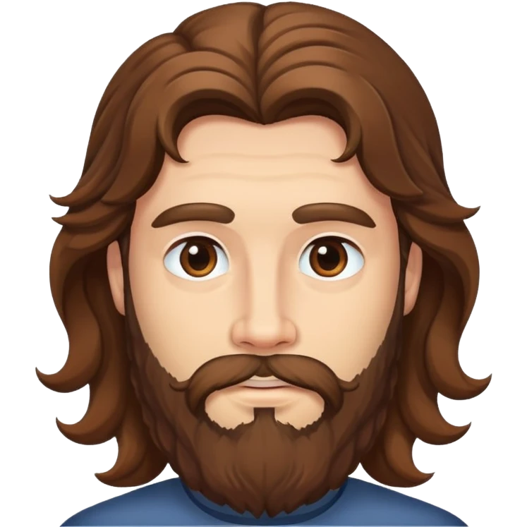 man long wavy brown hair and beard emoji