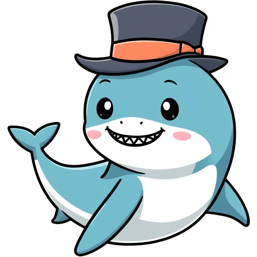 Shark with a top hat emoji