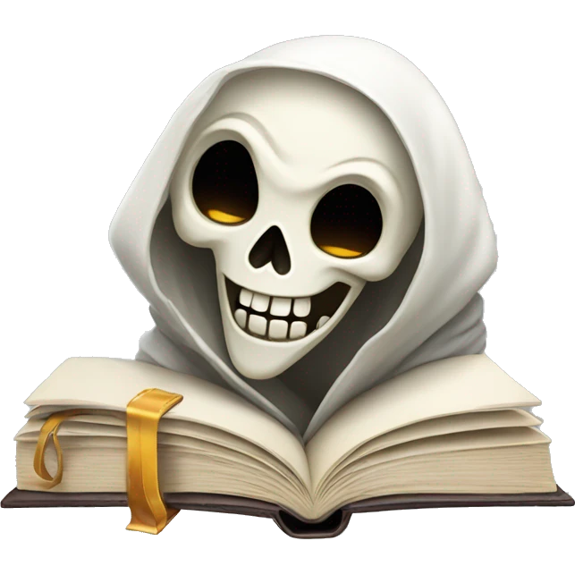 happy reaper face with book emoji