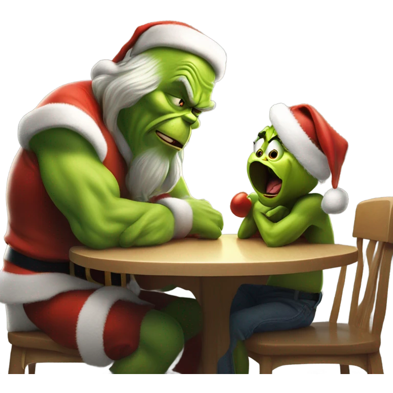 Santa eating the Grinch emoji