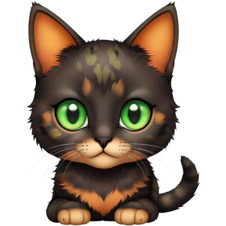 black tortoiseshell girl kitten with green eyes emoji