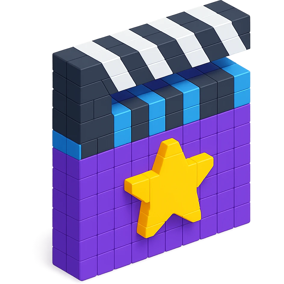 movie clapperboard with a star emblem, isometric view emoji