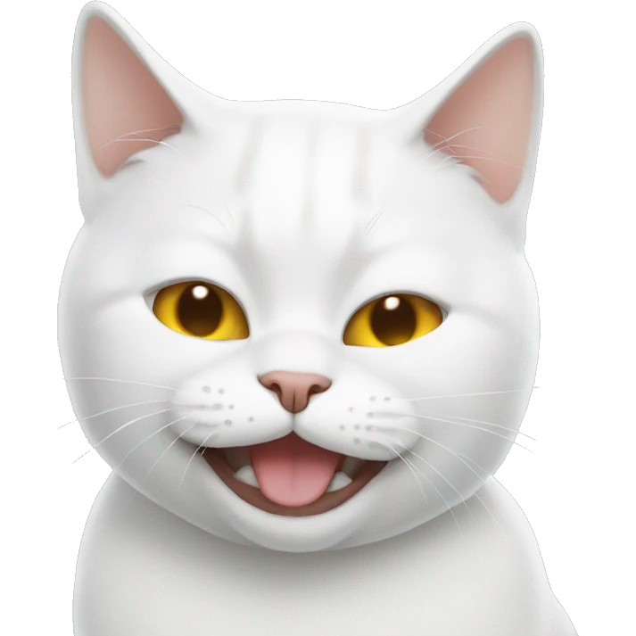 White British cat is laughing, eyes closed  emoji