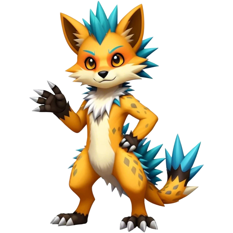 Edgy colorful anthro fursona Fakemon full body emoji