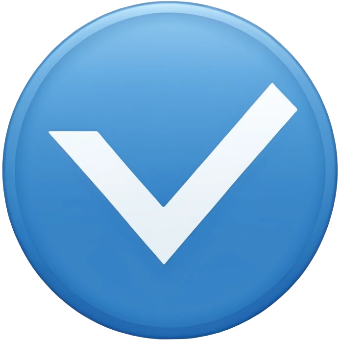 A blue circle entered by a white check mark emoji