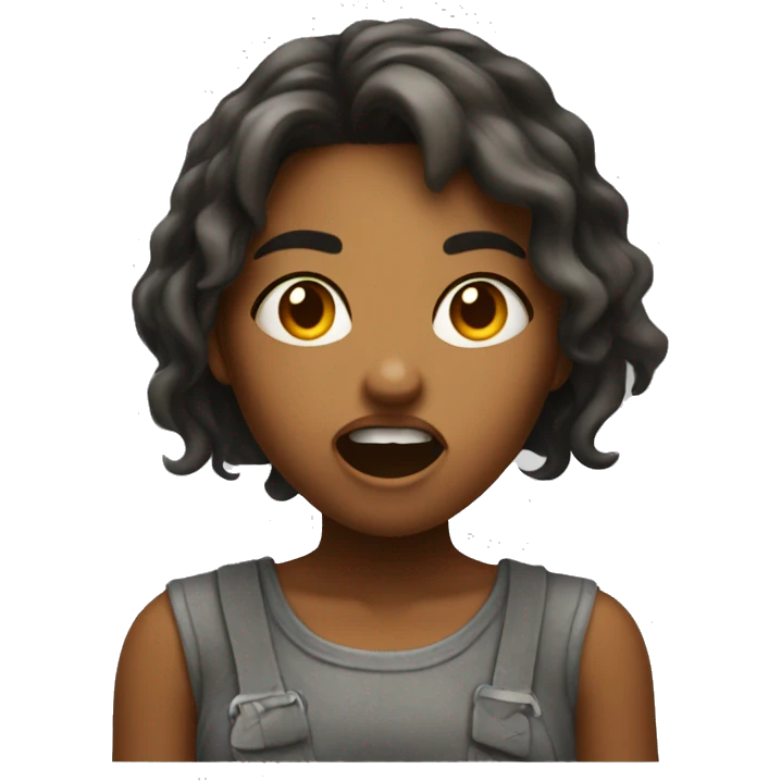 Girl making sceaming face, hot tempuraure emoji