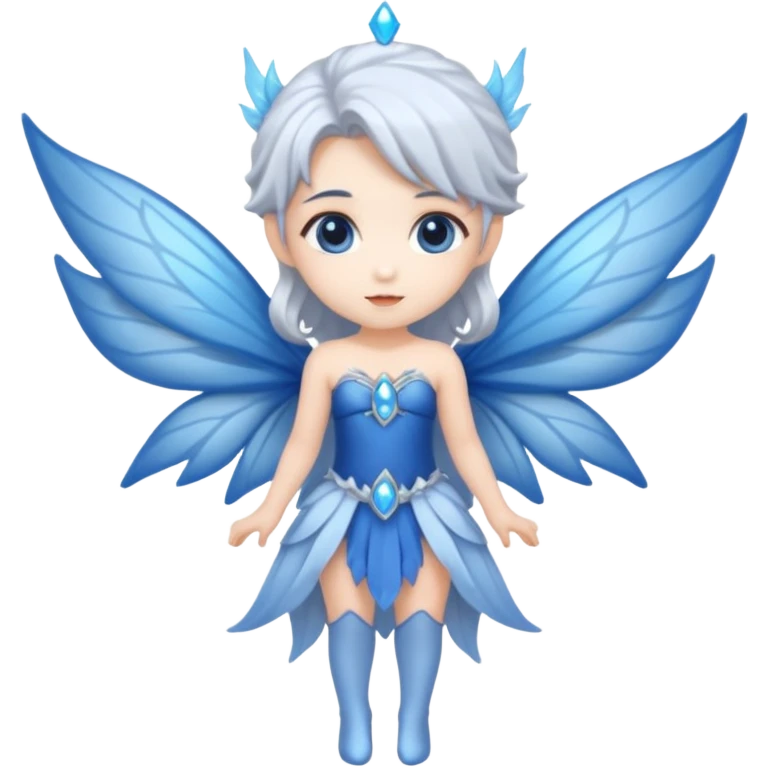  moon-fairy-queen-–-silver-hair,-blue-wings, chibi full body emoji
