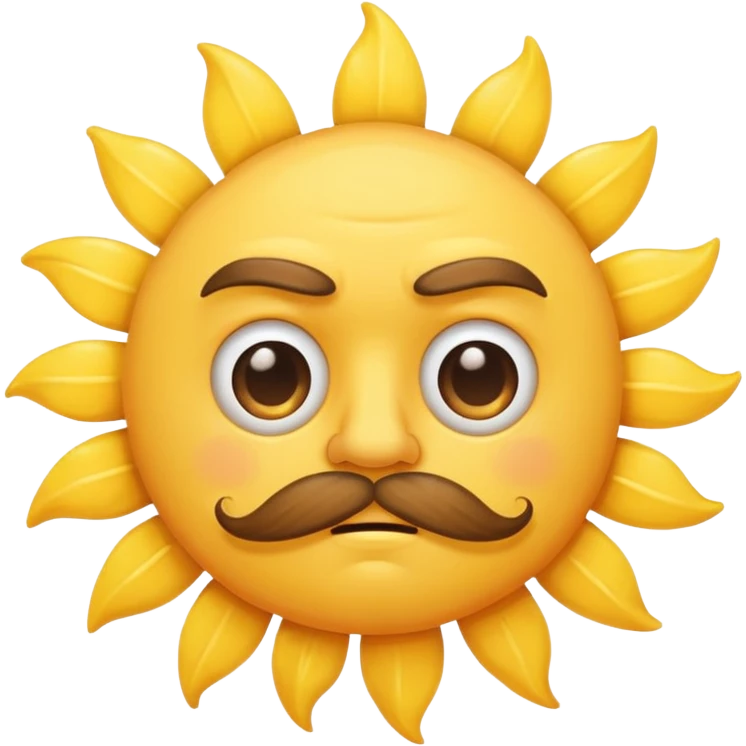 sun with mustache with no smile emoji