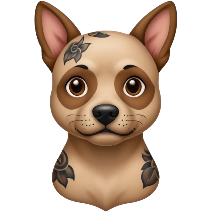 tattooed scary looking dog with heavy face tattoes emoji